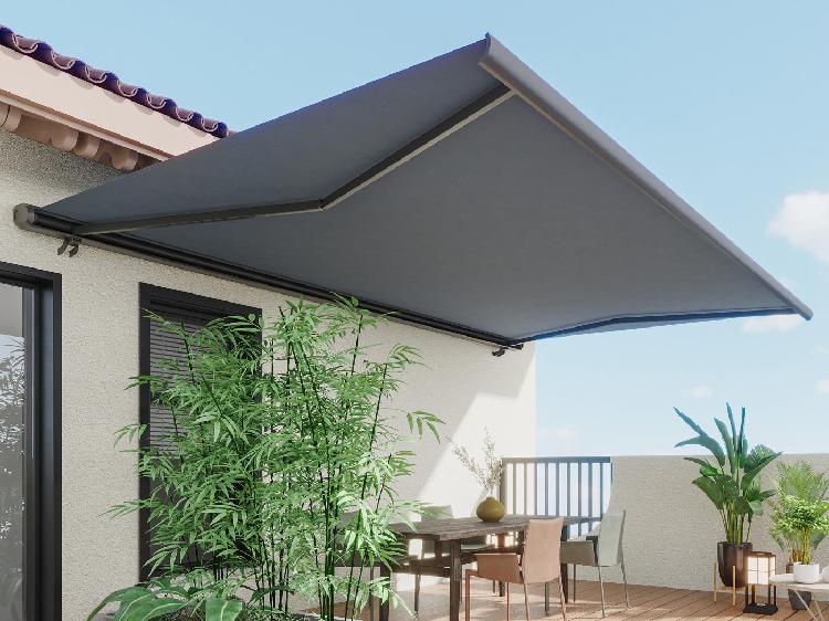 Store banne motorisé avec coffre intégral 4 x 3 m anthracite Store banne motorisé avec coffre intégral 4 x 3 m anthracite