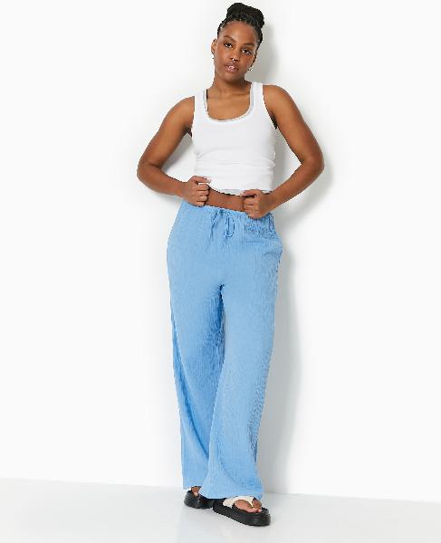 Pantalon large en gaze de coton