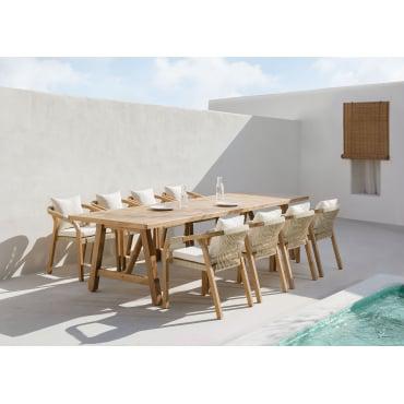 Table de jardin rectangulaire en bois d&#39;acacia (300x100 cm)