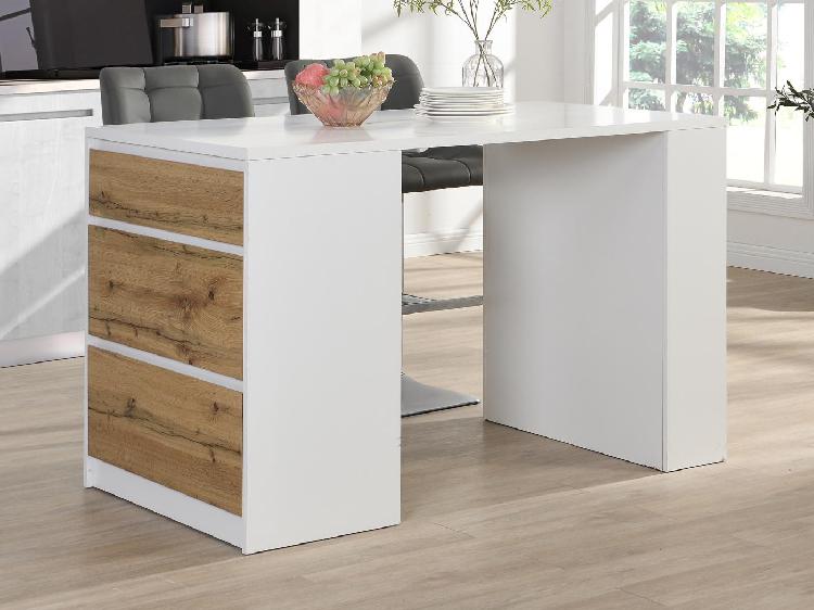 Ilot central de cuisine avec rangements en mdf - blanc et