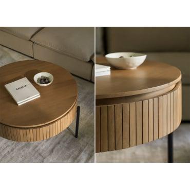 table basse ronde en bois de manguier analis