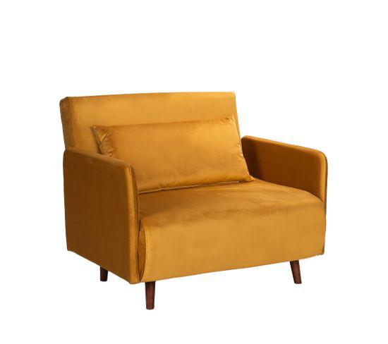 Belushi - fauteuil convertible en velours - couleur - jaune