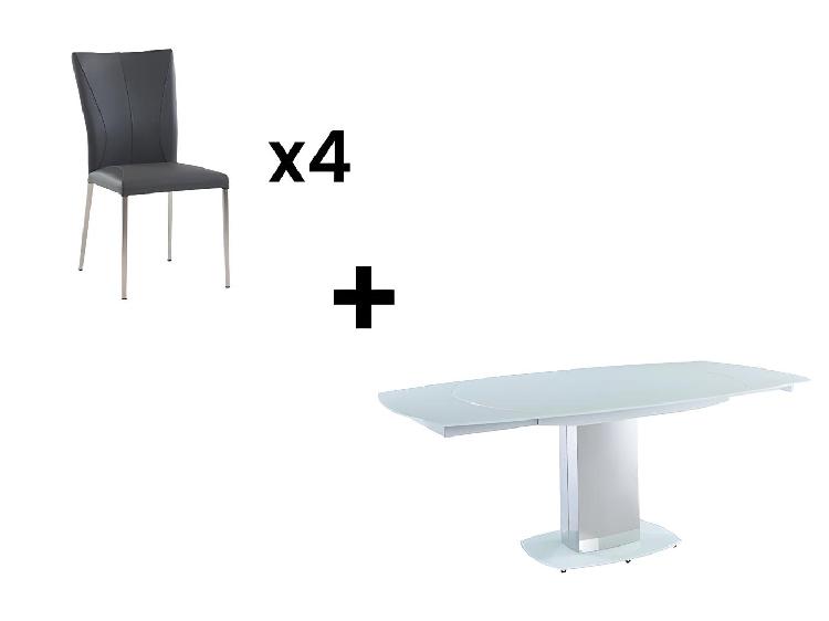 Ensemble table extensible + 4 chaises talicia -blanc b'&' Ensemble table extensible + 4 chaises talicia -blanc b'&'