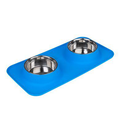 gamelle double tiaki avec tapis en silicone pour chien et