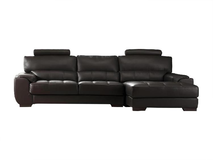 Canapé d'angle droit et pouf cuir marron metropolitan ii Canapé d'angle droit et pouf cuir marron metropolitan ii