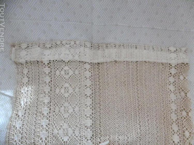 rideau ancien crochet coton panneau 1,60 m x 2,16 m + frange