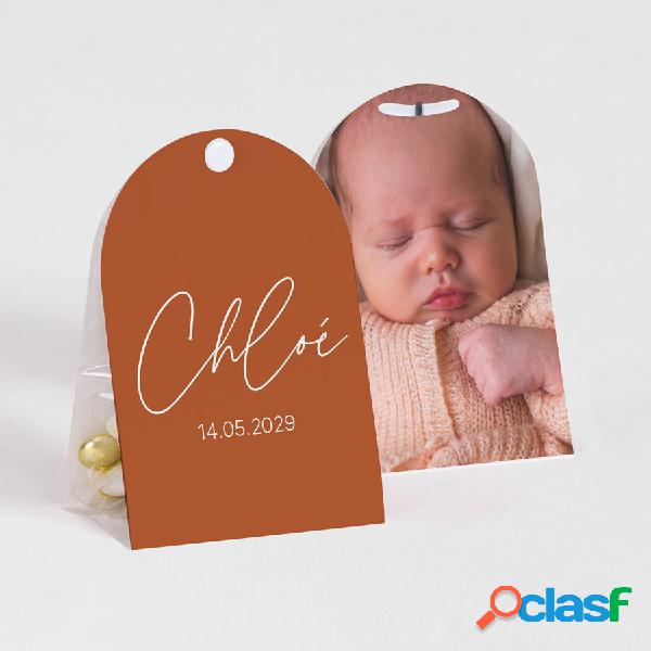 Cadeau invité baptême - etui à dragées naissance élégant et sa photo