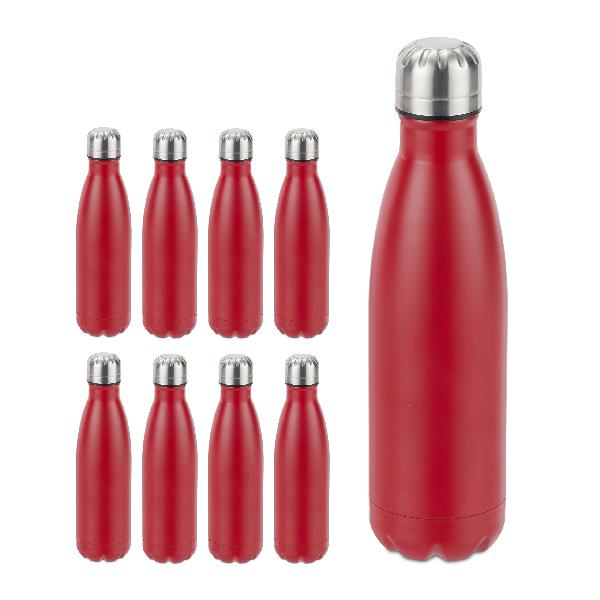 Gourde inox bouteille eau rouge lot de 9