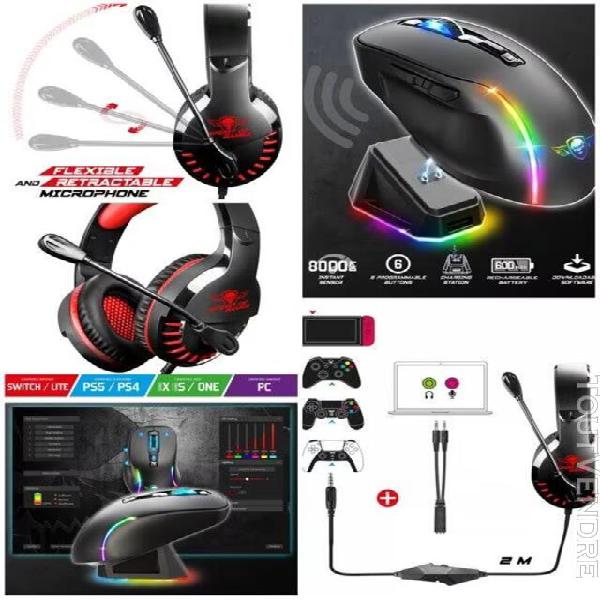 Casque gamer pc pro stereo 2.0 gamer multimedia + souris san