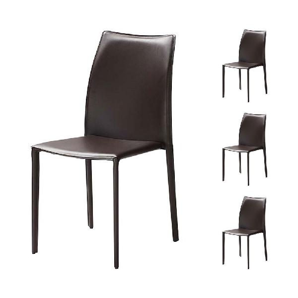 lot de 4 chaises repas coloris marron - kimy