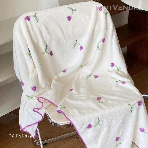 serviette de bain florale en fibre fine pour femme,peignoir