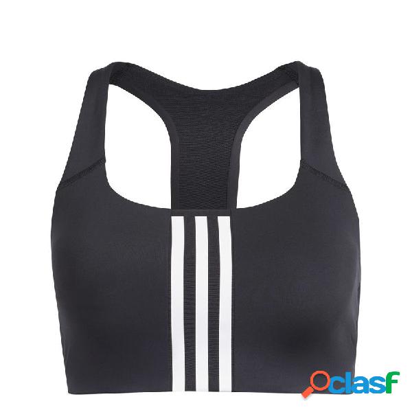 Adidas brassière power impact medium support 3-stripes - noir/blanc femme, pointure xl c-d