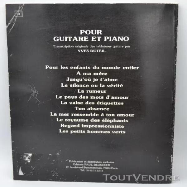 Partitions yves duteil ton absence pour guitare et piano - p