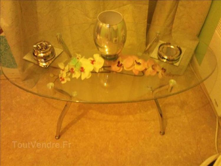 Table basse ovale double plateau en verre 50 €