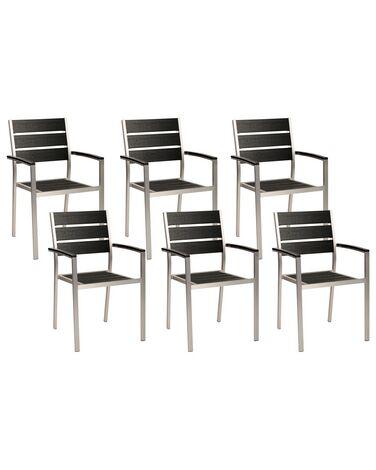 Lot de 6 chaises de jardin noir et argent/xc3/xa9 vernio