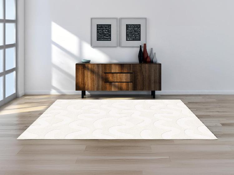 Tapis shaggy en relief à motifs abstraits 160 x 230 cm blanc Tapis shaggy en relief à motifs abstraits 160 x 230 cm blanc