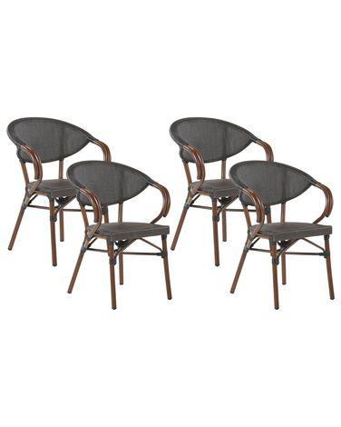 lot de 4 chaises de jardin caspri m/xc3/xa9tal gris