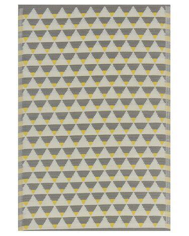 Tapis ext/xc3/xa9rieur au motif triangles gris et jaunes 120