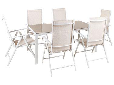 Ensemble de repas 6 places en m/xc3/xa9tal beige catania