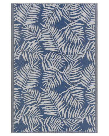 Tapis ext/xc3/xa9rieur bleu au motif feuilles de palmier 120