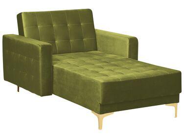 chaise longue en velours vert aberdeen