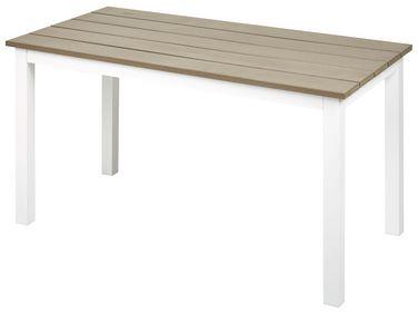 Table basse de jardin 96 x 52 cm en bois clair et blanc