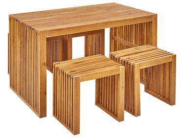 ensemble de jardin 4 places avec tabourets en bois d/'acacia