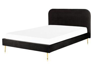 lit double en velours noir 160 x 200 cm flayat