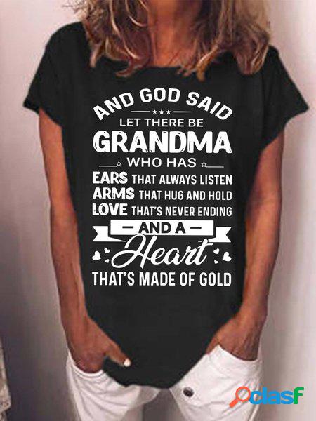 Aux femmes Dieu Mentionné Laisser Là Être grand-mère Qui A Oreilles Cette Toujours Ecoutez Col Rond Décontracté T-shirt