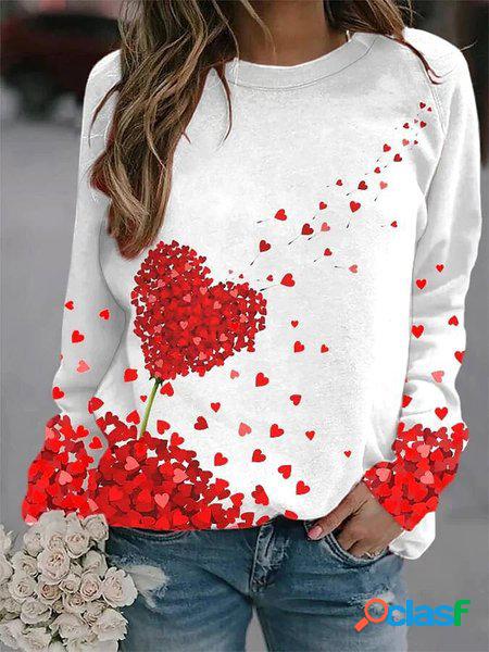 Décontracté Coeur/cordé Col Rond Ample Sweat-shirt