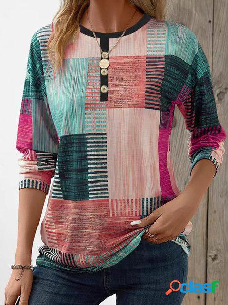 Femmes manches longues blouse printemps / automne bleu ciel bloc de couleur à épaules dénudées quotidien sortie décontracté top