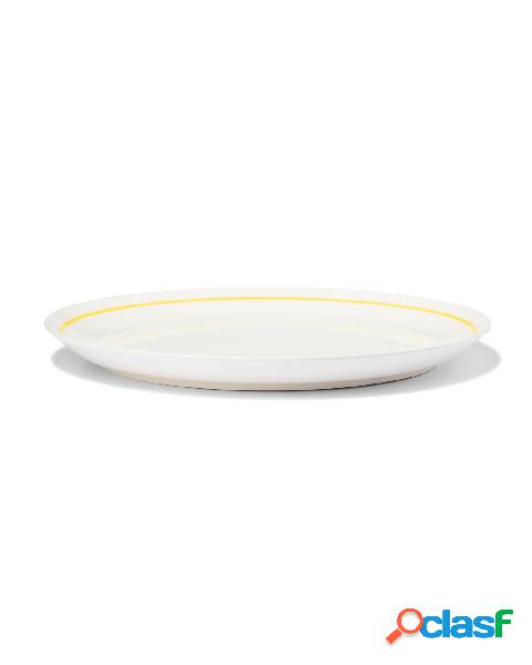 Hema assiette plate ø26cm - new bone blanc et jaune - vaisselle dépareillée (white)