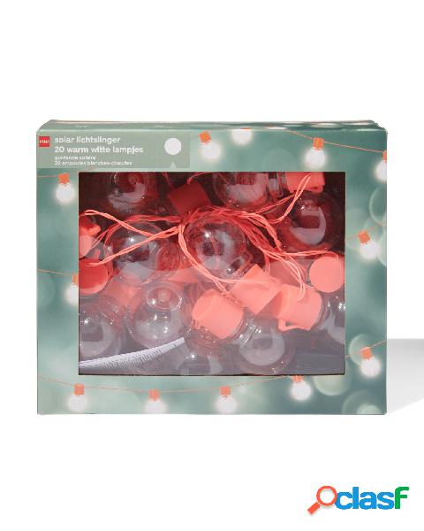 Hema guirlande lumineuse solaire rose 8m avec 20 ampoules (rose fluorescent)