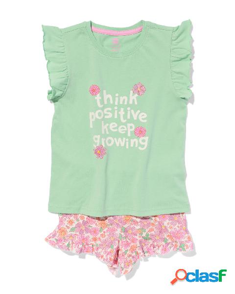 Hema pyjacourt enfant coton stretch &amp;apos;think positive keep growing&amp;apos; vert (vert)