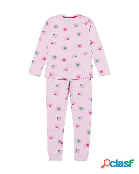 HEMA Pyjama Enfant Coton Stretch Fleurs Lilas (lilas)