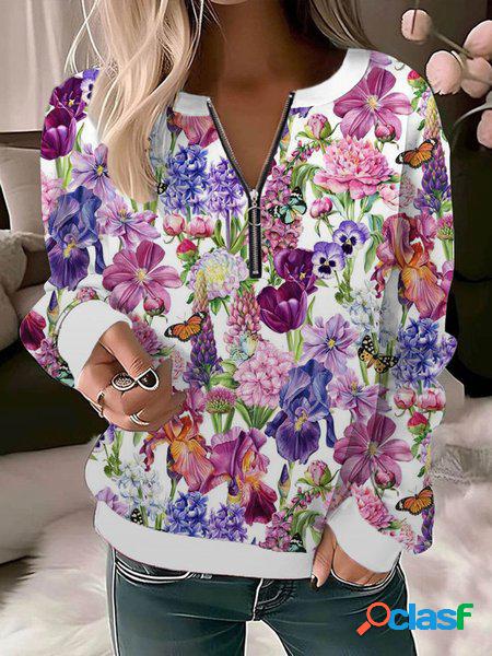 Imprimé Floral Manches Longues Sweat-shirt