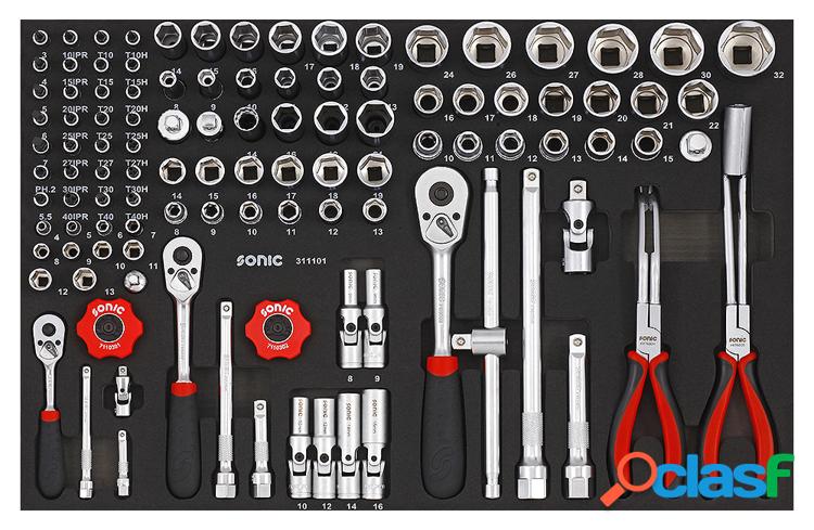 Jeu de douilles sonic bit 1/4&quot;, 3/8&quot; et 1/2&quot;, 111 pièces 311101