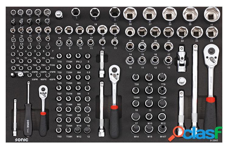 Jeu de douilles sonic bit 1/4&quot;, 3/8&quot; et 1/2&quot;, sfs 139 pièces 313902