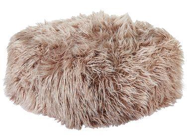 Pouf en fausse fourrure 50 x 30 cm taupe mukki