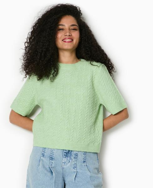 Pull manches courtes maille torsadb&#39;/xc3/xa9&#39;e