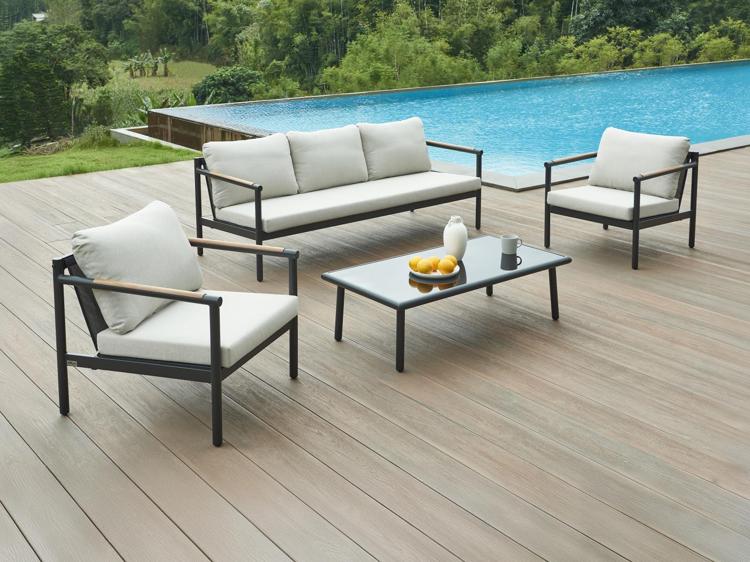 Salon de jardin en aluminium 5 places - coloris noir - lakit Salon de jardin en aluminium 5 places - coloris noir - lakit