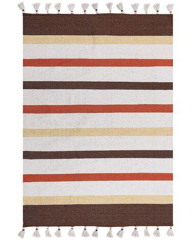 tapis en coton marron et beige 160 x 230 cm hisarli