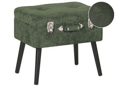 Tabouret avec coffre en velours c/xc3/xb4tel/xc3/xa9 vert