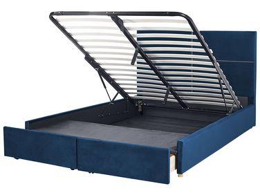 Lit ottoman velours vernoyes 180 x 200 cm bleu marine