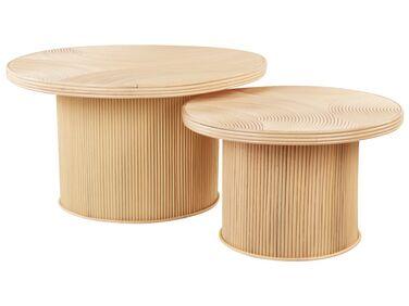 lot de 2 tables basses en rotin naturel ilios