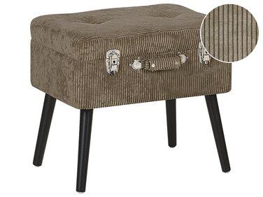 Tabouret avec coffre en velours c/xc3/xb4tel/xc3/xa9 marron