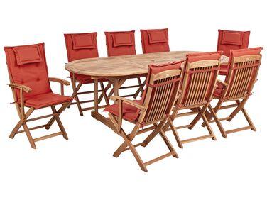 Ensemble de jardin 8 places en bois d/'acacia avec coussins Ensemble de jardin 8 places en bois d/'acacia avec coussins