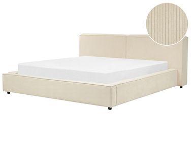 Lit avec sommier velours c/xc3/xb4tel/xc3/xa9 linards 180 x