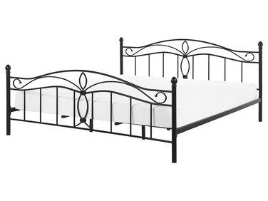 Lit avec sommier m/xc3/xa9tal antlia 160 x 200 cm noir