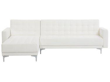 Canap/xc3/xa9 angle droit convertible en cuir pu blanc 4